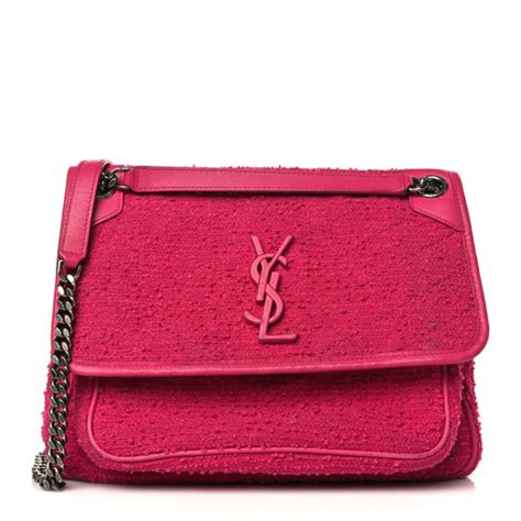 ysl pink patch|SAINT LAURENT Boucle Tweed Monogram Medium Niki Chain .